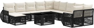 vidaXL Conjunto De Sof&aacute;s De Jard&iacute;n 12 Uds. Negro Y Blanco Crema Vidaxl