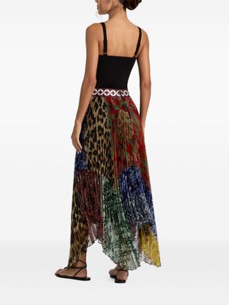 Alice & Olivia Pleated Patchwork Pint Skirt - Black