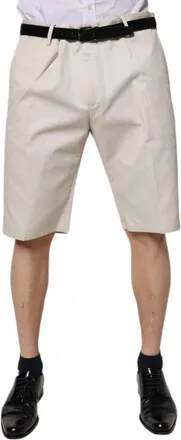 Dolce & Gabbana Mens Beige Cotton Stretch Mid Waist Bermuda Shorts Elastane