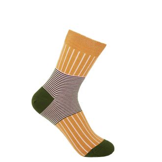 Peper Harow Oxford Stripe Womens Socks - Mustard