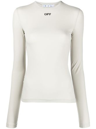 Off-white Off-print long-sleeve top - women - Polyamide/Spandex/Elastane - 40 - Green
