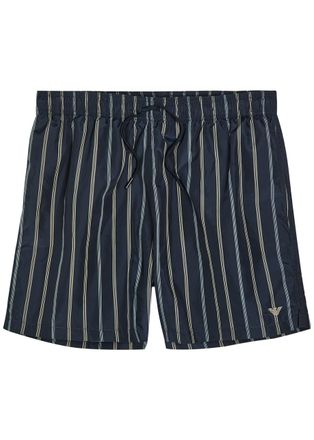 Emporio Armani Logo-embroidered Crinkled Nylon Swim Shorts - Navy - XL