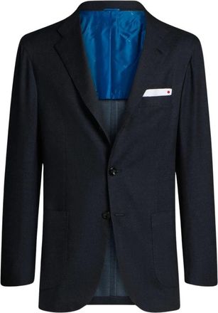 Kiton Pure Cashmere Single-breasted Jacket - Heren - Blazers - Blauw - 2XL - Kasjmier - Jassen