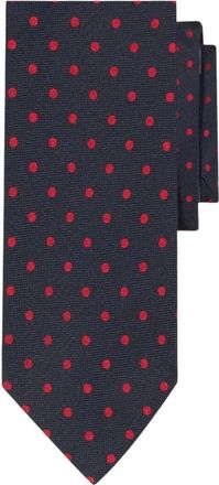 Brooks Brothers Polka Dot Zijden Stropdas - Heren - Accessoires - Blauw - Maat: ONE Size Zijde