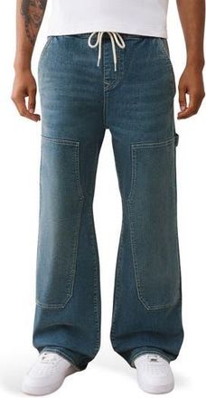 True Religion Vinny Drawstring Ultra Baggy Carpenter Jeans in Medium Cozy Fireside Wash at Nordstrom Rack, Size 38 X 34