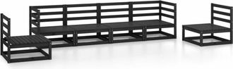 vidaXL 6 Piece Garden Lounge Set Black Solid Pinewood Vidaxl