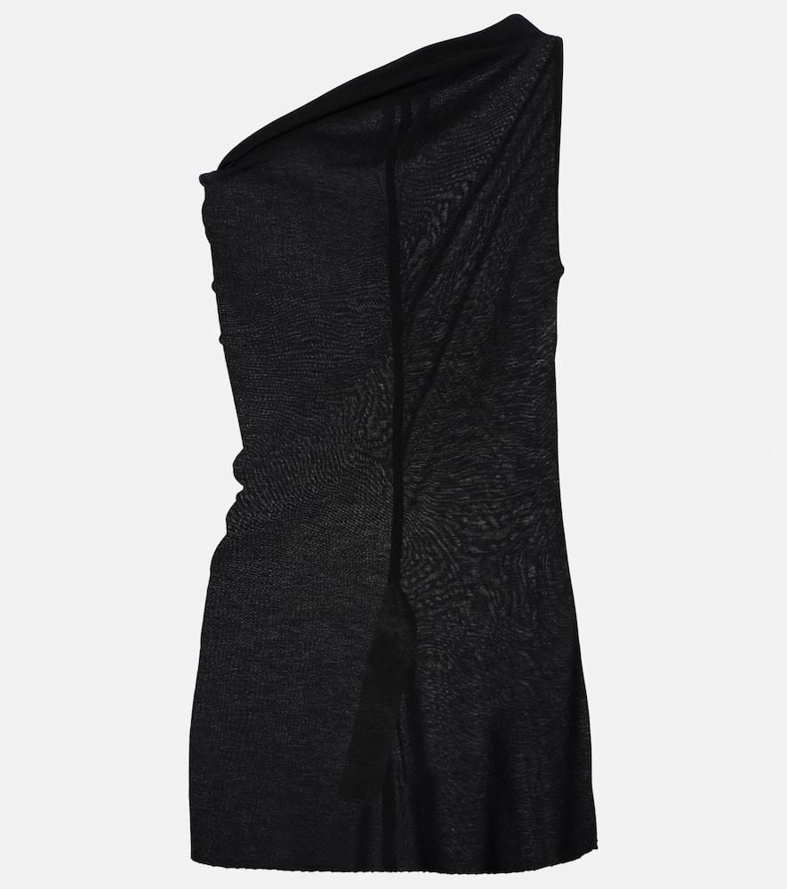 Rick Owens DRKSHDW: Blue Hollywood One Shoulder Tank Top