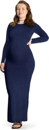 Nom Maternity The Curve Ruched Maternity Maxi Dress in Dark Navy at Nordstrom, Size X-Small