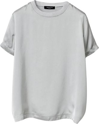 Fabiana Filippi Silk Blend T-shirt met ronde hals - Dames - Blouses - Grijs - L - Overhemden