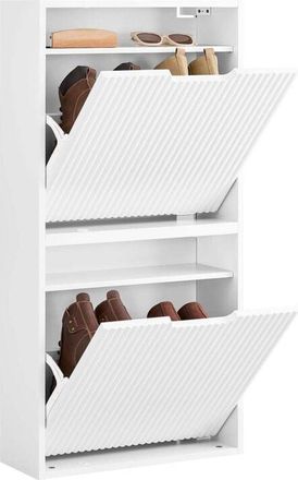 SoBuy SoBuy FSR204-W Scarpiera Salvaspazio Slim Scarpiera Ingresso con 2 Ante Basculanti, Montaggio Verticale/Orizzontale, Mobile Legno Bianco Moderno per
