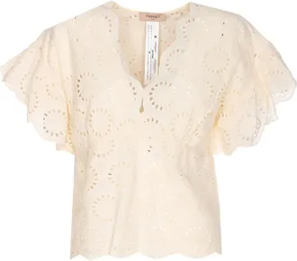 Twin-Set Blusa in pizzo sangallo - Bianco