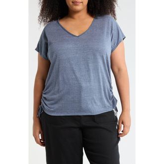 Max Studio V-Neck Side Cinched Top in Denim at Nordstrom Rack, Size 2 X