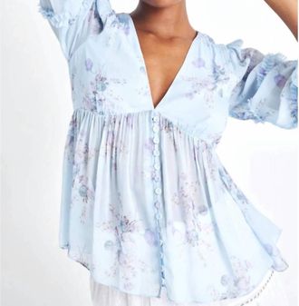 LoveShackFancy Elian Blouse In Spring Breeze