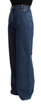 GCDS Womens Blue Cotton High Waist Wide Leg Boot Cut Denim Jeans Clothing