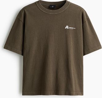 H&M T-Shirt in Loose Fit mit Print - Green