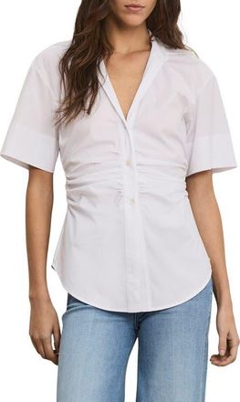 Veronica Beard Devra Ruched Shirt in White at Nordstrom, Size 00