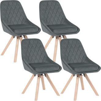 Woltu Woltu Juego De 4 Sillas De Comedor Giratorias Sillas Ergonomicas Para Dormitorio Y Salon Sillas De Cocina Tapizadas En Terciopelo Patas De Madera Maci