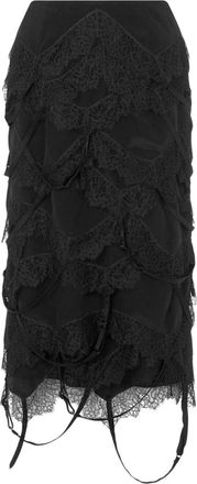 Moschino distressed-effect silk midi skirt - women - Silk - 42 - Black