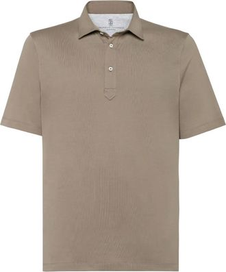 Brunello Cucinelli Polo in cotone con ricamo logo - Verde