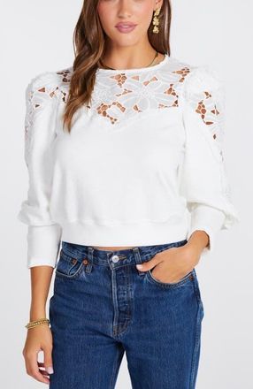 Bishop + Young Flora Texture Pullover in Salt at Nordstrom, Size X-Small