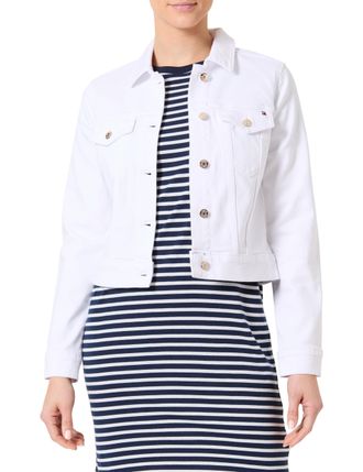 Tommy Hilfiger Womens Slim Fit Denim Jacket, White (Th Optic White), 10