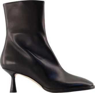 Aeyde Dorothy Leren Enkellaarsjes - Dames - Laarzen met Hak - Zwart - 38 EU - Leer - Schoenen