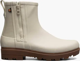 Bogs Womens Holly Rain Zip Boot In Oatmeal