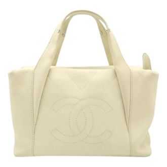 Chanel Pre-owned Tote Bags, female, Beige, Size: ONE SIZE Pre-owned Vintage Leather Tote Bag