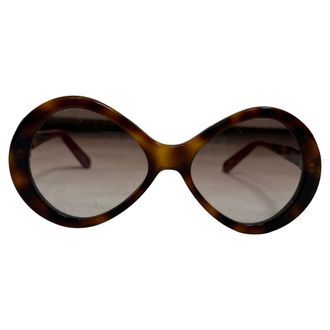 Chlo&eacute; Pre-owned Womens Chlo&eacute; Bonnie Round-Framed Tortoiseshell Sunglasses in Brown Acetate - Mocha - One Size