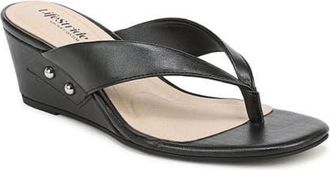 Life Stride Stella Wedge Flip Flop in Black at Nordstrom, Size 7.5