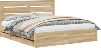 vidaXL Estructura De Cama Roble Sonoma 200 X 200 Cm Madera Ingenieril Vidaxl