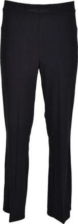 1-ONE Viscose Stretch Trousers with Cropped Silhouette and Seam Detailing
