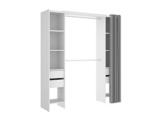 Vente-Unique Armario extensible con cortina - L110/178 cm - Blanco - LONAZA