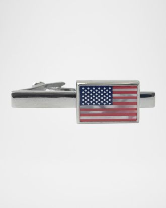 Link Up Men & apos;s Mother-Of-Pearl American Flag Tie Bar