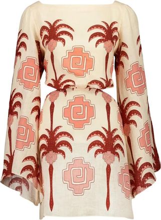 Johanna Ortiz Kleedjes, Dames, Veelkleurig, M, Linnen, Wave After Wave Linnen Mini Jurk