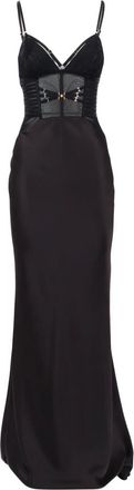 Elisabetta Franchi Gowns, female, Black, Size: M Corset-panel Maxi Dress