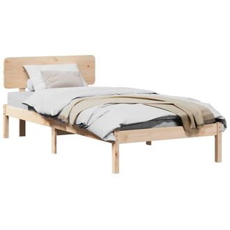 Berkfield Home Traditional Bed Frame with Headboard 80x200 cm Solid Pine Wood in Beige