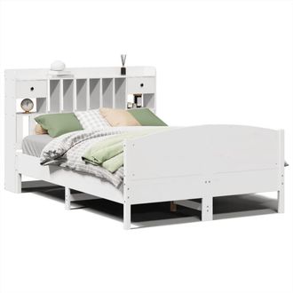 Berkfield Home Bookcase Bed without Mattress White 140x200cm Solid Wood Pine | Size: 140x200 cm