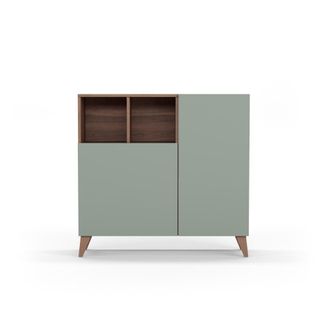 HERDASA Zapatero melamina nogal puertas verde 87x90x27 cm