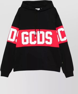 GCDS logo stripe hooded sweater long sleeves