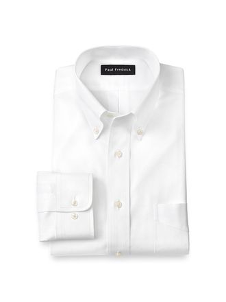 Paul Fredrick Tailored Fit Non-iron Cotton Pinpoint Solid Button Down Collar Dress Shirt