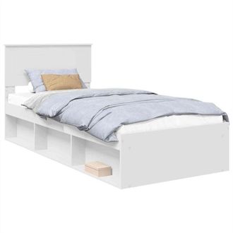 vidaXL Bed Frame with Headboard White 90 x 200 cm Engineered wood vidaXL