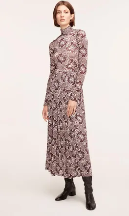 Rebecca Taylor Rochelle Fleur Pleated Mock Neck Dress
