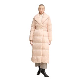 Twinset Jassen, Dames, Beige, M, Polyester, Gevoerd Jas met Riem