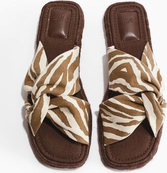 H&M Espadrilles-Sandalen aus Baumwolle - Hellbeige/Zebraprint