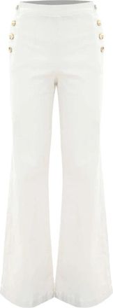 Kocca Flare Jeans met Decoratieve Knopen - Dames - Loose Fit Jeans - Beige - W28 - Katoen - Jeans
