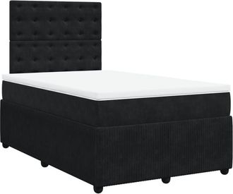 vidaXL Cama Box Spring Con Colch&oacute;n Terciopelo Negro 120x190 Cm Vidaxl