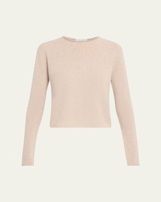 Lisa Yang Ida Roll-Edge Cashmere Crewneck Sweater