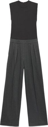 Mango Pinstripe Sleeveless Wide Leg Jumpsuit in Medium Heather Grey at Nordstrom, Size X-Small