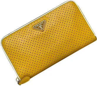 Prada Yellow Leather Long Wallet (Bi-Fold) (Pre-Owned)